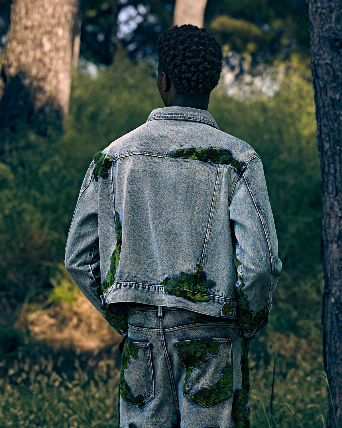 EMBROIDERED MOSS DENIM JACKET