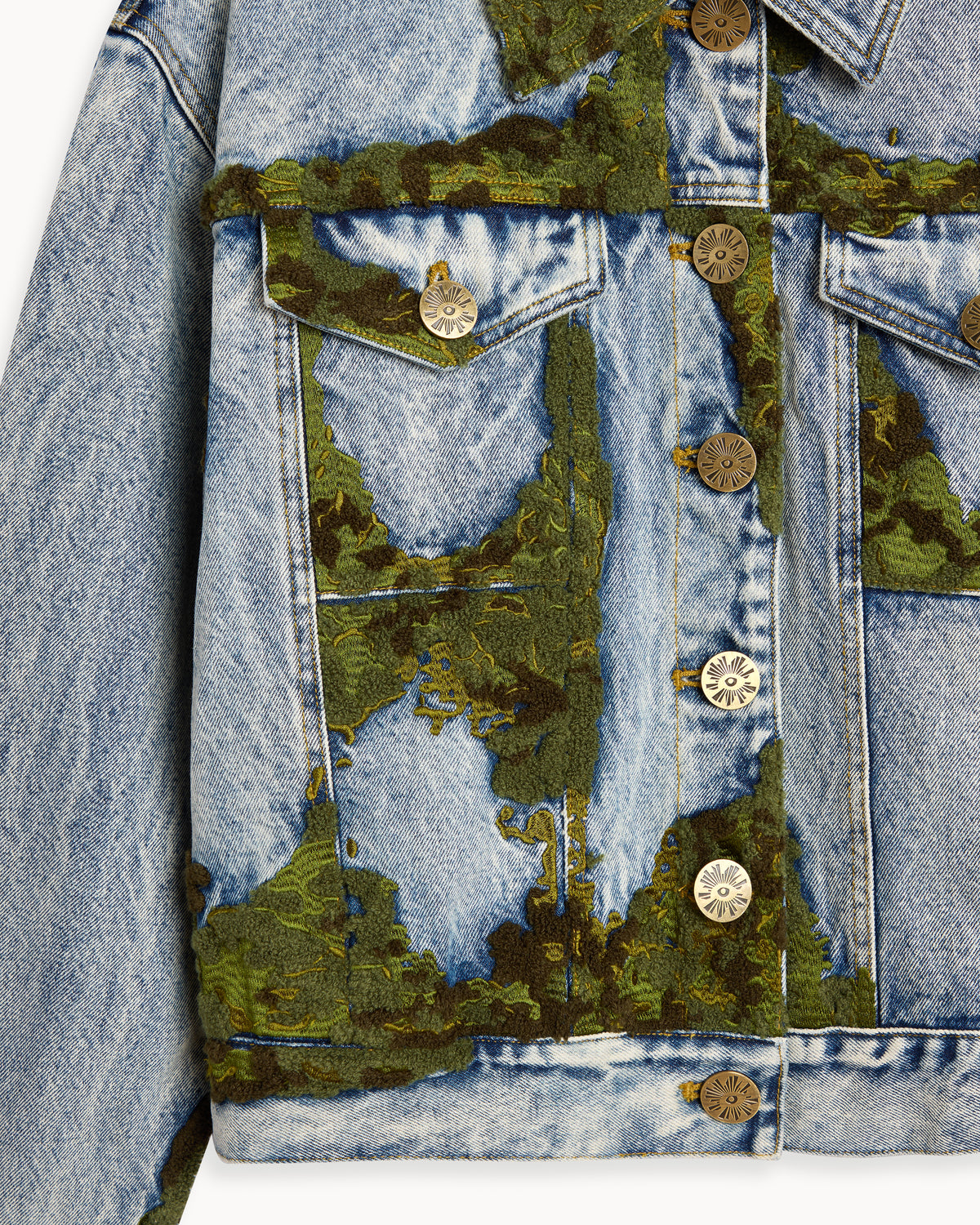 EMBROIDERED MOSS DENIM JACKET